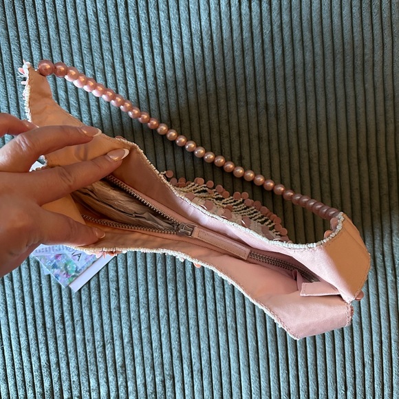 Pink Beaded Pearl Strap Shoulder Bag - Picture 5 of 6